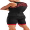 2XU Men's Active Tri Singlet (Black/Flame Scarlet Print, Small) view 2