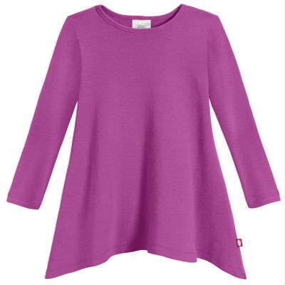 City Threads Sharkbite Shark Bite Girls Long Sleeve Tshirt Dress - Casual Everyday Cute Top Tunic Blouse Soft Natural Cotton Perfect for Sensitive Skin SPD Sensory Friendly, Plum, 8