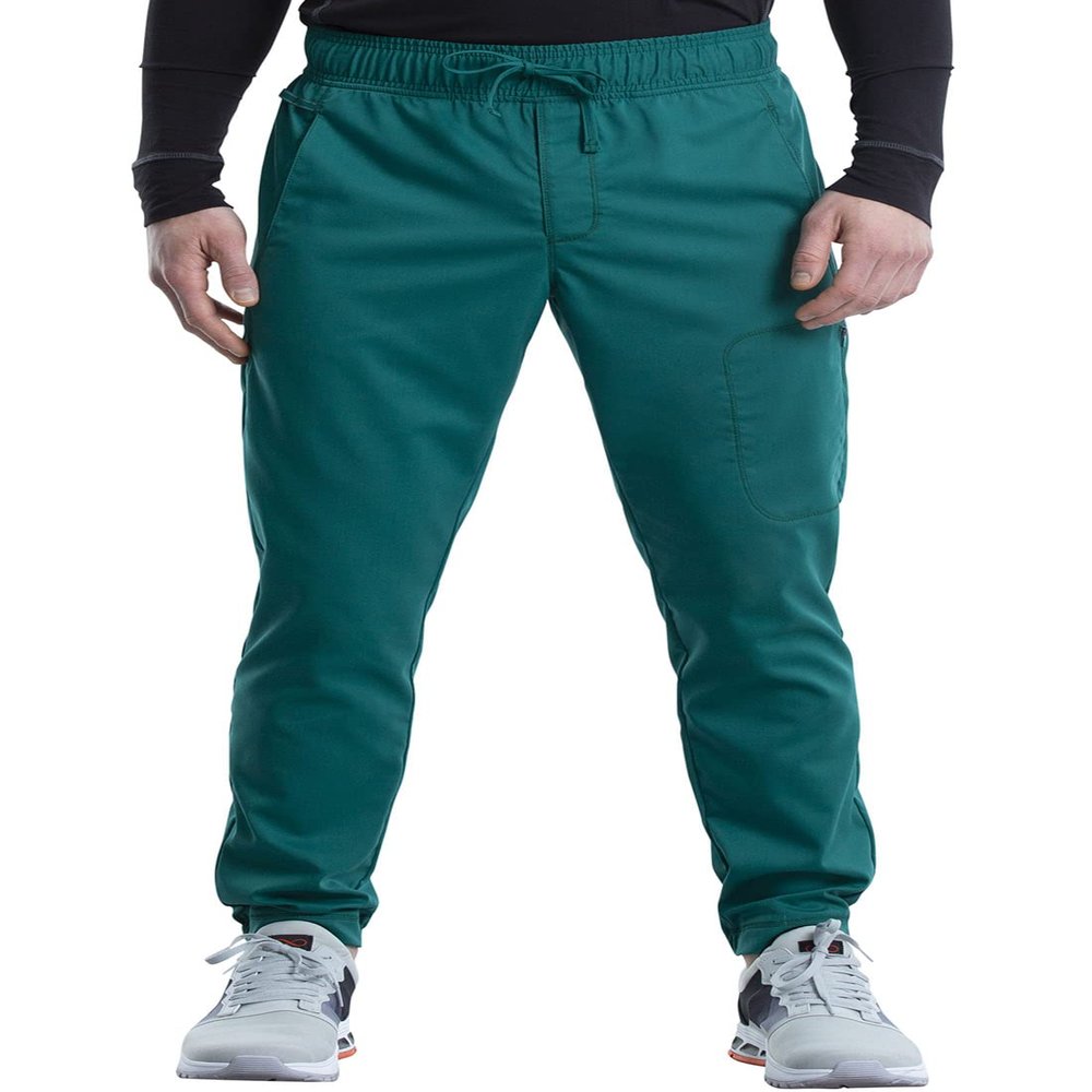 Cherokee Joggers for Men Modern Fit Scrub Pant with Drawstring Waistband, 5 Pockets, Soft 2-Way Stretch Fabric Plus Size - WW012S, 3XL Short, Hunter Green