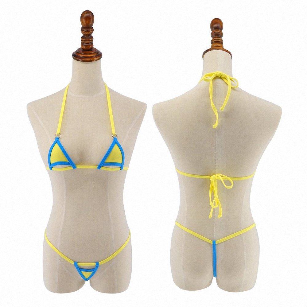 Tinpia Womens Sexy Mini Micro Bikini Set Beach Wild Swimming Lingeries Costumes Sex Teeny Swimwear Female Extreme Women G-String Swimsuit 17182 One Size