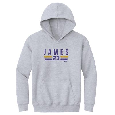 500 LEVEL LeBron James Youth Hoodie Sweatshirt - LeBron James Los Angeles Font (Gray, Medium)