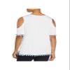 Alison Andrews Womens Plus Pom Pom Trim Cold Shoulder Casual Top White 3X view 2