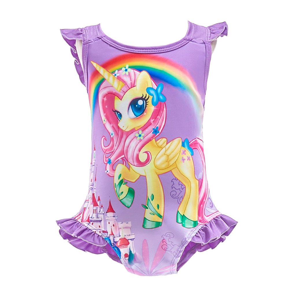 Dressy Daisy Girls Unicorn One Piece Bathing Suit Swimsuit Swimwear Size 5 Purple 054