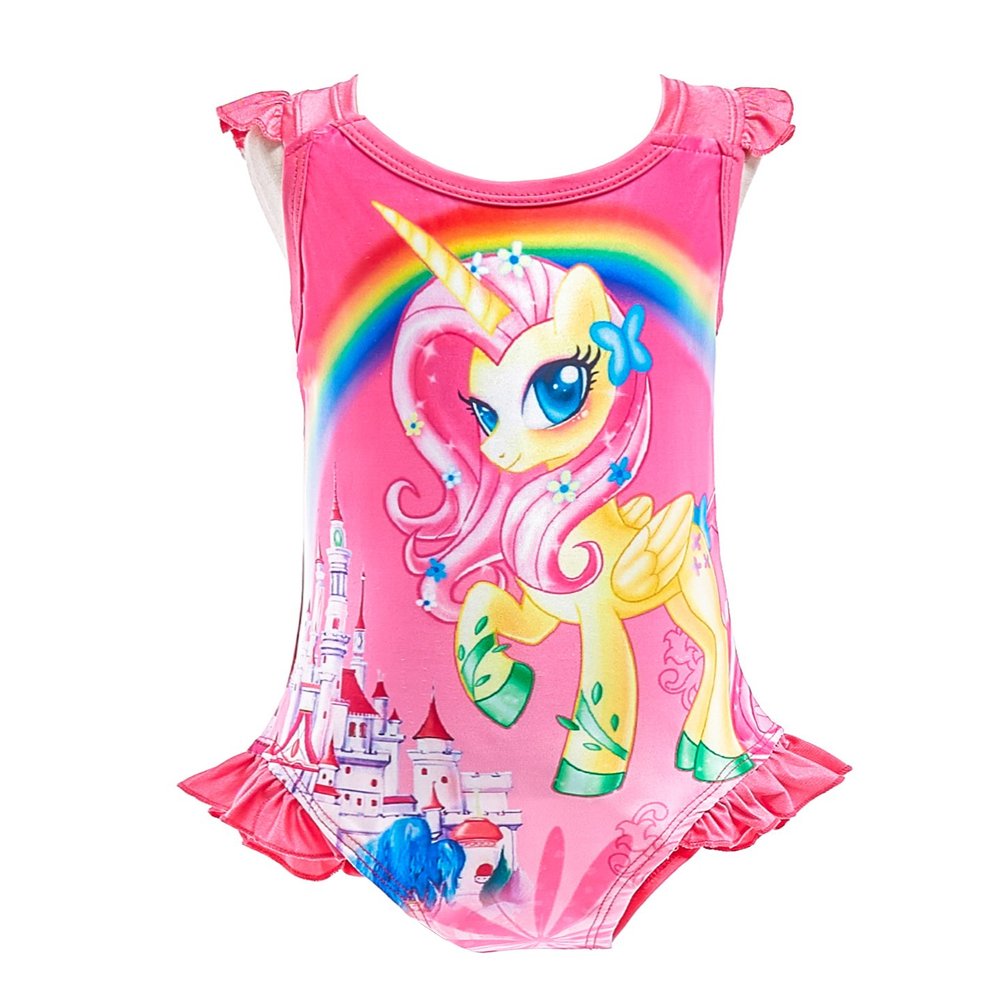 Dressy Daisy Girls Unicorn One Piece Bathing Suit Swimsuit Swimwear Size 4T Hot Pink 054