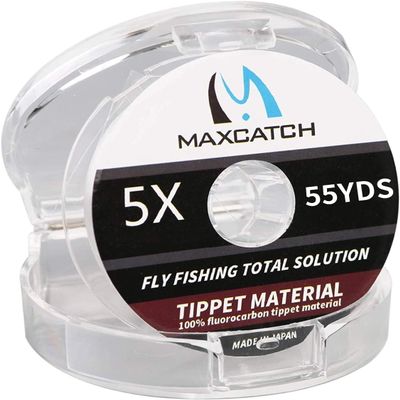 M MAXIMUMCATCH Maxcatch Fluorocarbon Fly Fishing Tippet Material Leader Line Virtually Invisible 55yards 0X-6X (Made in Japan) (Freshwater Fluorocarbon, Combo: 3X+4X+5X)