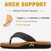KuaiLu Mens Leather Flip Flops Arch Support Summer Beach Pool Water Thong Sandals Waterproof Outfits Travel Essentials Walking Shoes Slip on Orthotic Casual Sport Cushion Slides Slippers Khaki Size 10 view 4