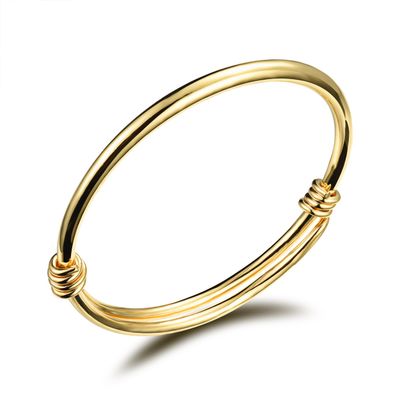 Eymi Children Jewelry 18k Gold Plated Bangle Bracelet for Toddlers Gift Safe Easy Adjustable 4.7" - 5.9" (A: 1 Pcs(Style 1))