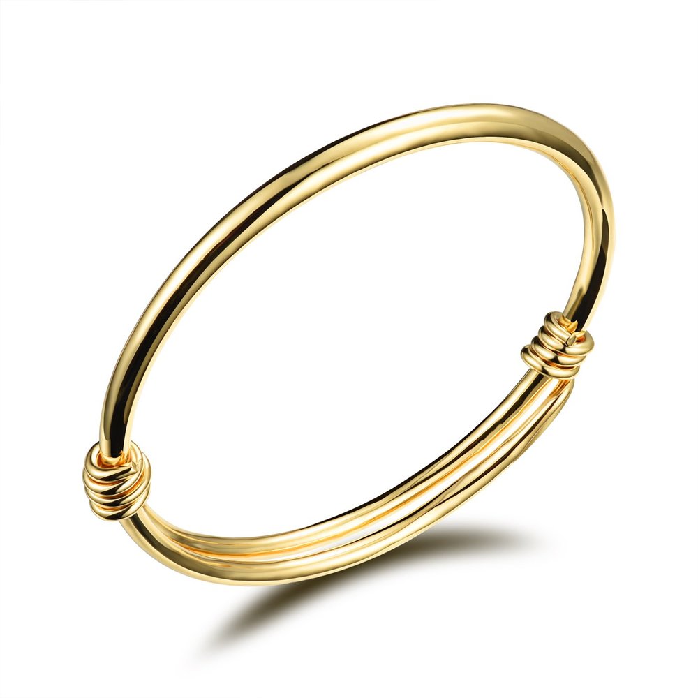 Eymi Children Jewelry 18k Gold Plated Bangle Bracelet for Toddlers Gift Safe Easy Adjustable 4.7" - 5.9" (A: 1 Pcs(Style 1))