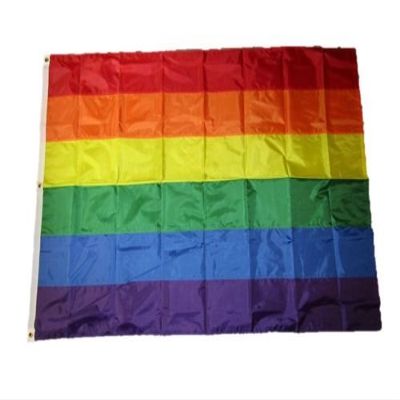 Moon 5x8 Embroidered Gay Pride Rainbow Stripes 210D Nylon Flag 5x8 - Bright Color UV Resistant - Prime Outside Garden Cave Home Decor