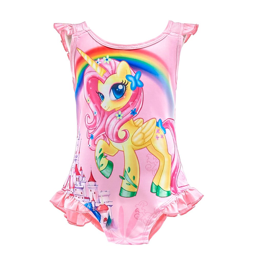 Dressy Daisy Girls Unicorn One Piece Bathing Suit Swimsuit Swimwear Size 3T Pink 054