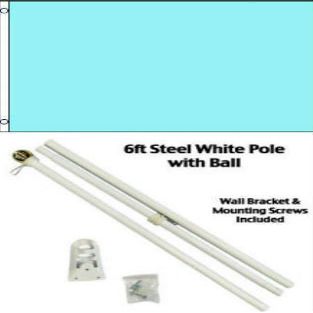 Moon 2x3 2x3 Advertising Solid Light Blue Flag White Pole Kit Gold Ball Top - Bright Color UV Resistant - Prime Outside Garden Cave Home Decor