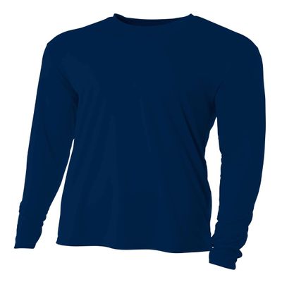 A4 Boy's Cooling Performance Long Sleeve Crew Shirt, Navy 2011, X-Small