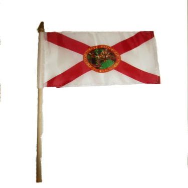 Wholesale Lot of 12 6x9 6''x9'' State of Florida Stick Flag wood Staff - Bright Color UV Resistant - Prime Outside Garden Cave Home Decor