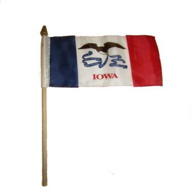 Wholesale Lot of 12 6x9 6''x9'' State of Iowa Stick Flag wood Staff - Bright Color UV Resistant - Prime Outside Garden Cave Home Decor