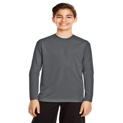 Team 365 Youth Zone Performance Long-Sleeve T-Shirt XS SPORT GRAPHITE