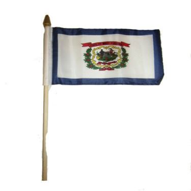Wholesale Lot of 12 6x9 6''x9'' State of West Virginia Stick Flag wood Staff - Bright Color UV Resistant - Prime Outside Garden Cave Home Decor