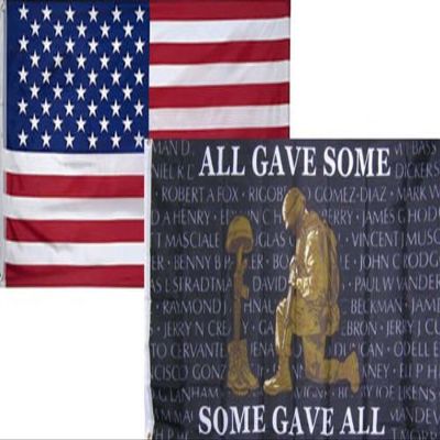Moon 3x5 Wholesale Combo USA American & All Gave Some Gave All (EE) Flag 3x5 2 Pack - Bright Color UV Resistant - Prime Outside Garden Cave Home Decor