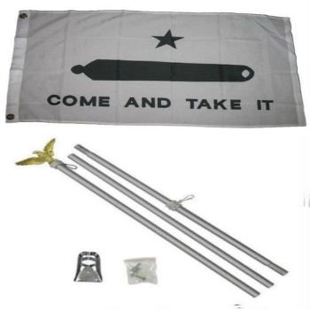 Moon 2x3 2x3 Gonzales Gonzalez Come & Take It Flag Aluminum Pole Kit Set - Bright Color UV Resistant - Prime Outside Garden Cave Home Decor