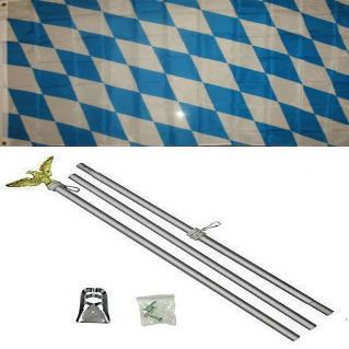 Moon 3x5 Bavaria Bavarian Plain Flag Aluminum Pole Kit Set 3x5 - Bright Color UV Resistant - Prime Outside Garden Cave Home Decor