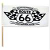 12''x18'' Wholesale Lot of 12 Route 66 White Two Flags Stick Flag wood Staff - Bright Color UV Resistant - Prime Outside Garden Cave Home Decor view 1
