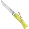 Opinel Colorama No.07 Folding Pocket Knife, Painted Wood Handles, Leather Lanyard (Anise) view 1