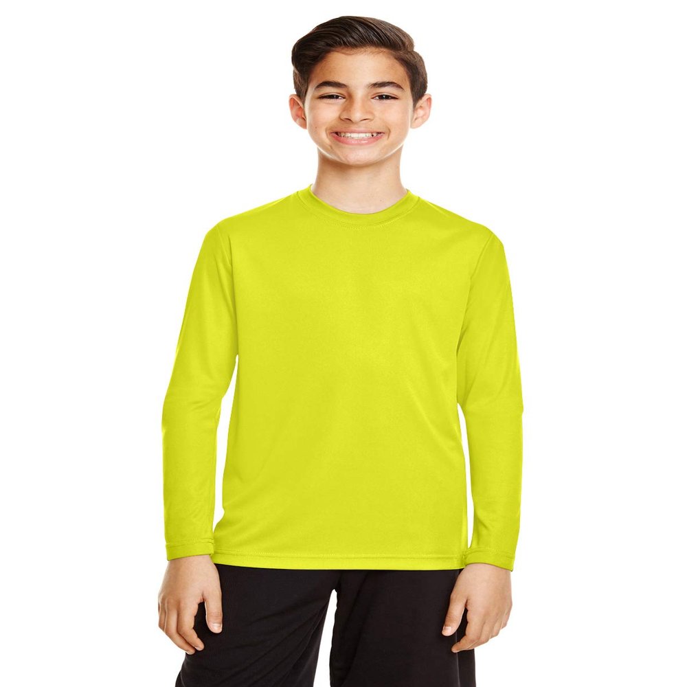 Team 365 Youth Zone Performance Long-Sleeve T-Shirt XL SAFETY YELLOW