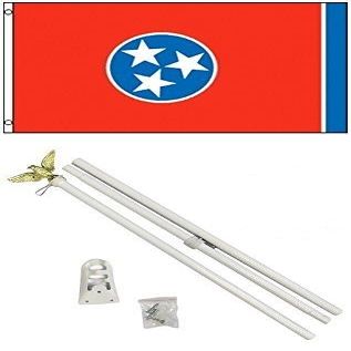 Moon 2x3 2x3 State of Tennessee Flag White Pole Kit Set - Bright Color UV Resistant - Prime Outside Garden Cave Home Decor
