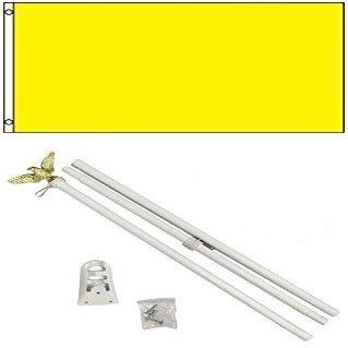 Moon 2x3 2x3 Advertising Solid Yellow Flag White Pole Kit Set - Bright Color UV Resistant - Prime Outside Garden Cave Home Decor