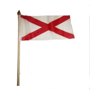 Wholesale Lot of 12 6x9 6''x9'' State of Alabama Stick Flag wood Staff - Bright Color UV Resistant - Prime Outside Garden Cave Home Decor