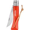 Opinel Colorama No.07 Folding Pocket Knife, Painted Wood Handles, Leather Lanyard (Orange) view 3