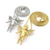 NYFASHION101 Paved Fairy Angel Micro Pendant 2 Piece Varying Box Chain Set - Two Tone RC395 view 2