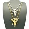 NYFASHION101 Paved Fairy Angel Micro Pendant 2 Piece Varying Box Chain Set - Two Tone RC395 view 3