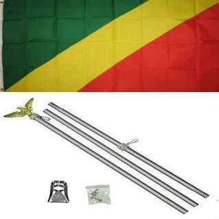 Moon 3x5 Democratic Republic Of The Congo Flag Aluminum Pole Kit Set 3x5 - Bright Color UV Resistant - Prime Outside Garden Cave Home Decor