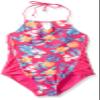 Big Chill Big Girl's Printed Rouched 1pc Swimwear, Pink Glow, 10/12