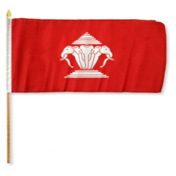 12''x18'' Wholesale Lot of 12 Old Laos Stick Flag wood staff - Bright Color UV Resistant - Prime Outside Garden Cave Home Decor