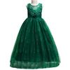 Flower Girl Embroidery Beaded Lace Long Pageant Princess Dresses Kids Prom Birthday Wedding Junior Bridesmaid Tulle Maxi Gown Big Girls First Communion Ball Party Dresses Green 7-8 Years view 3