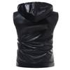 ZEROYAA Mens Hipster Metallic Zip Up Sleeveless Hooded Vest T Shirt with Kangaroo Pocket Z86 Black Small view 2