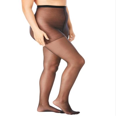 Comfort Choice Women's Plus Size 2-Pack Sheer Tights - G/H, Black