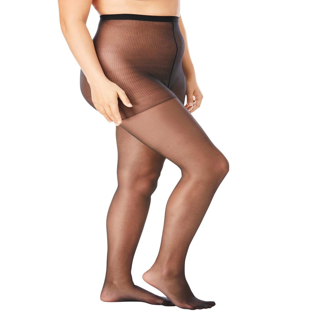 Comfort Choice Women's Plus Size 2-Pack Sheer Tights - G/H, Black