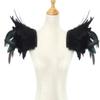L'VOW Gothic Natural Feather Epaulet Shrug Cape Shoulder Strap for Halloween Pack of 2 (X- Black) view 2