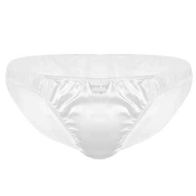 Alvivi Men's Sheer Mesh Ruffled Bikini Briefs Low Rise Silky Bulge Pouch Trunks Shorts Underwear White X-Large
