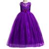 Flower Girl Embroidery Beaded Lace Long Pageant Princess Dresses Kids Prom Birthday Wedding Junior Bridesmaid Tulle Maxi Gown Big Girls First Communion Ball Party Dresses Purple 12-13 Years view 3