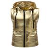 ZEROYAA Mens Hipster Metallic Zip Up Sleeveless Hooded Vest T Shirt with Kangaroo Pocket Z86 Gold Large view 1