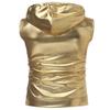 ZEROYAA Mens Hipster Metallic Zip Up Sleeveless Hooded Vest T Shirt with Kangaroo Pocket Z86 Gold Large view 2