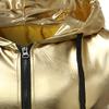 ZEROYAA Mens Hipster Metallic Zip Up Sleeveless Hooded Vest T Shirt with Kangaroo Pocket Z86 Gold Large view 4