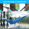 G4Free Large Camping Hammock with Mosquito Net 2 Person Pop-up Parachute Lightweight Hanging Hammocks Tree Straps Swing Bed for Outdoor Backpacking Backyard Hiking (Blue/Light Blue) view 4