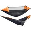 G4Free Large Camping Hammock with Mosquito Net 2 Person Pop-up Parachute Lightweight Hanging Hammocks Tree Straps Swing Bed for Outdoor Backpacking Backyard Hiking (Black/Orange) view 1