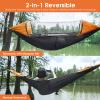 G4Free Large Camping Hammock with Mosquito Net 2 Person Pop-up Parachute Lightweight Hanging Hammocks Tree Straps Swing Bed for Outdoor Backpacking Backyard Hiking (Black/Orange) view 2