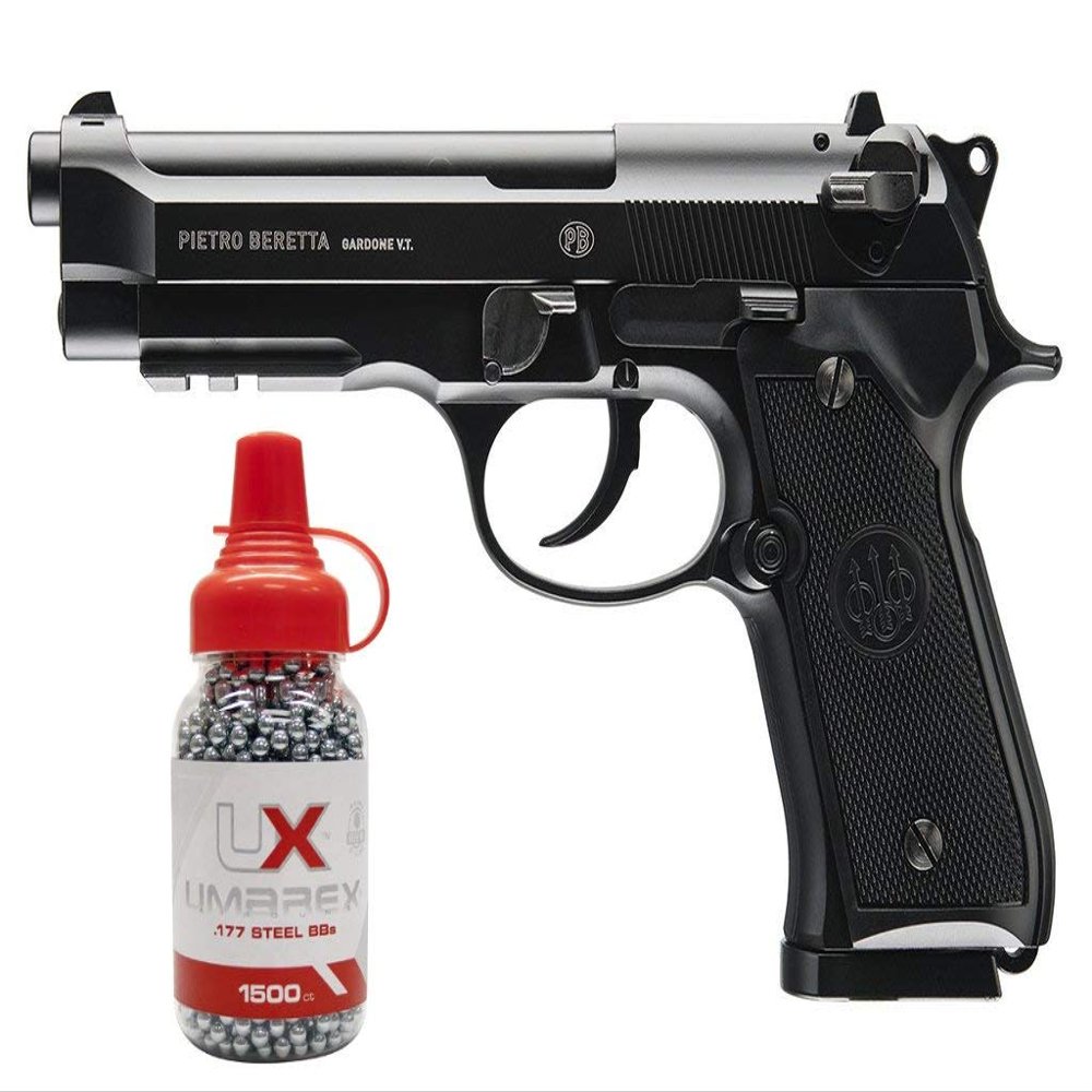 Umarex Beretta Fully Licensed 92A1 CO2 Full Metal Semi/Full Auto Blowback Airgun Black W/Free 1500 .177 BB - HSA is A Real Manufacturers Authorized Dealer Since 1999