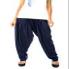 Womens Plain Navy Blue Rayon Salwar Pants with Pocket & Elastic Waist Closure Indian Yoga Kurti Pants view 1